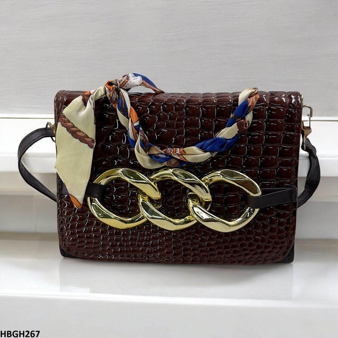 HBGH267-CYG HBGH267 CYG Silk Scarf Linked Chain Bag