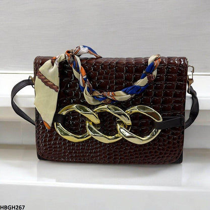 HBGH267-CYG HBGH267 CYG Silk Scarf Linked Chain Bag