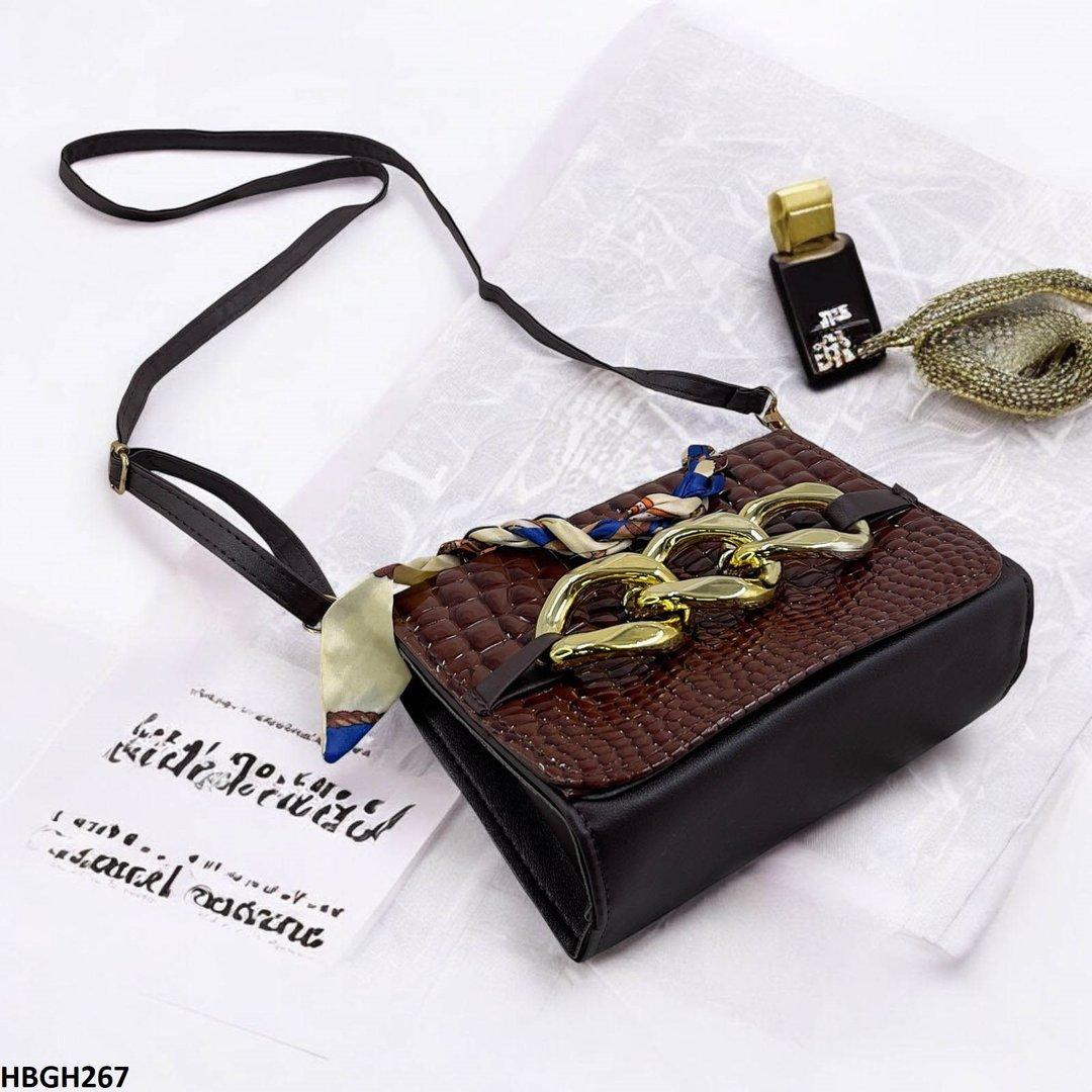 HBGH267-CYG HBGH267 CYG Silk Scarf Linked Chain Bag