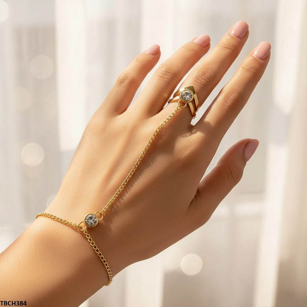 TBCH384 QWN Round Bracelet With Leaf Ring