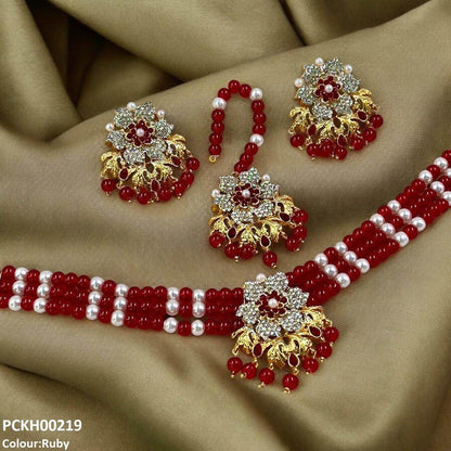 PCKH00219 SDQ Flower Neck Choker Set- PCKH