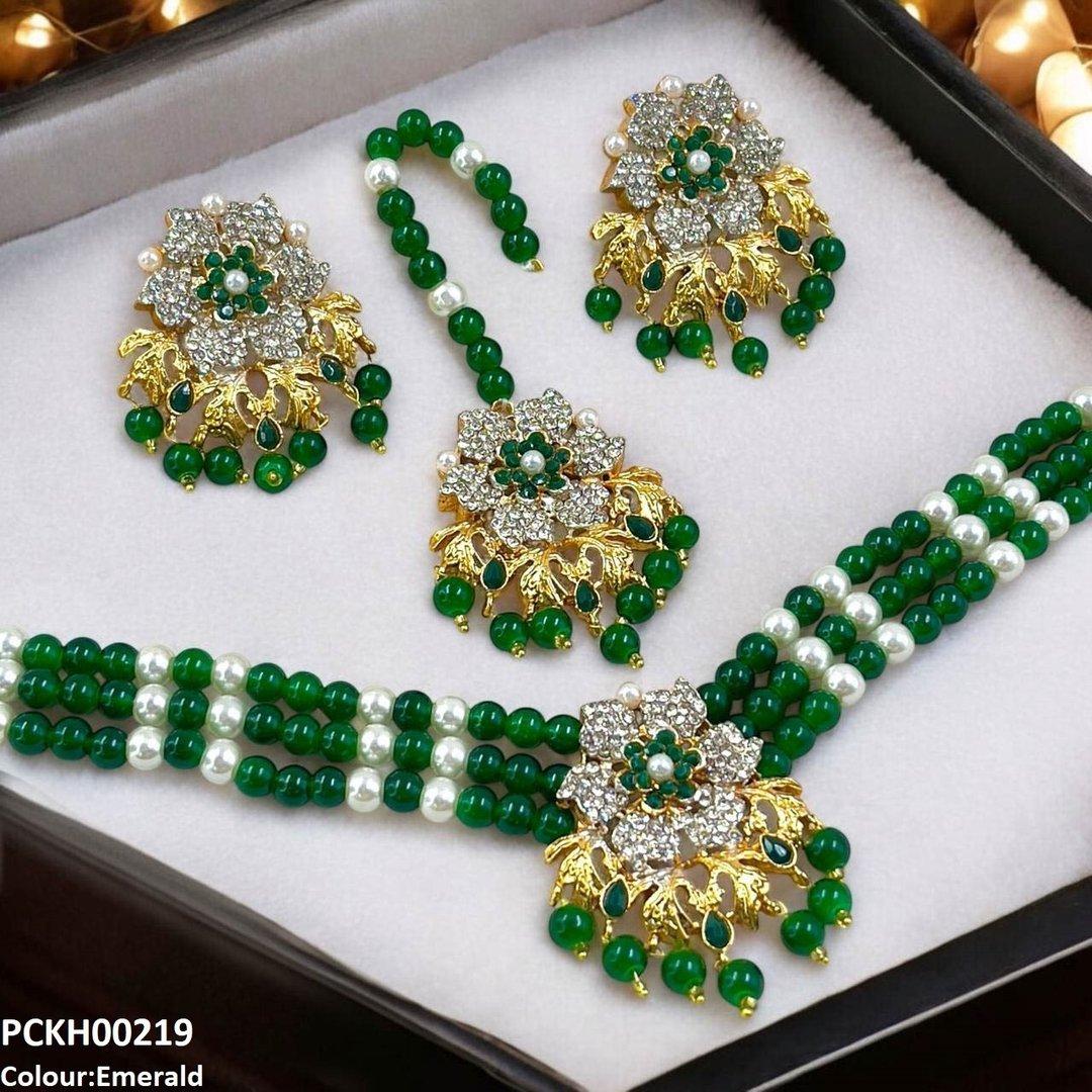 PCKH00219 SDQ Flower Neck Choker Set- PCKH