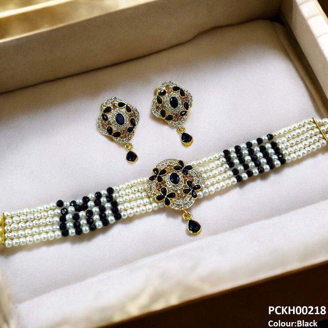 PCKH00218 SDQ Flower Tear Drop Choker Set - PCKH