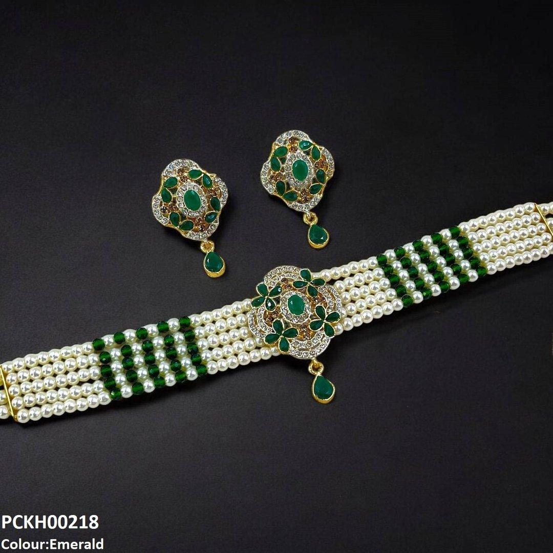 PCKH00218 SDQ Flower Tear Drop Choker Set - PCKH