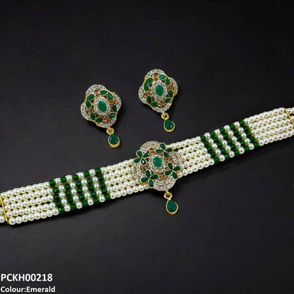 PCKH00218 SDQ Flower Tear Drop Choker Set - PCKH