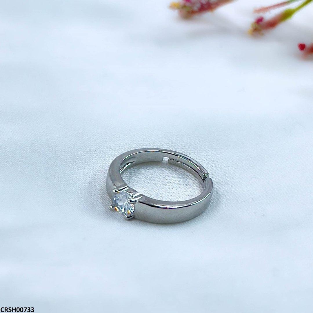 CRSH00733 ZFQ Round Stone Plain Ring Adjustable - CRSH