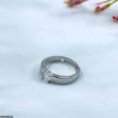CRSH00733 ZFQ Round Stone Plain Ring Adjustable - CRSH