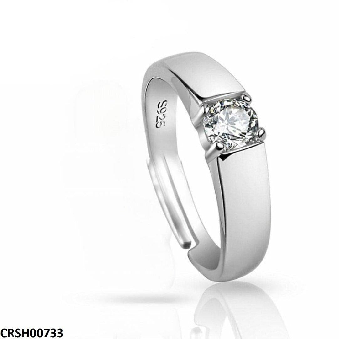 CRSH00733 ZFQ Round Stone Plain Ring Adjustable - CRSH