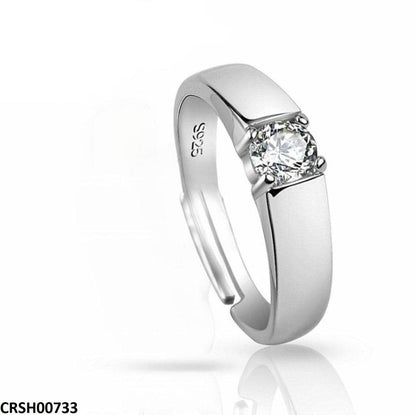 CRSH00733 ZFQ Round Stone Plain Ring Adjustable - CRSH
