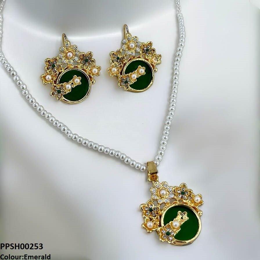 PPSH00253  MZM Flower Round  Pendant Set - PPSH