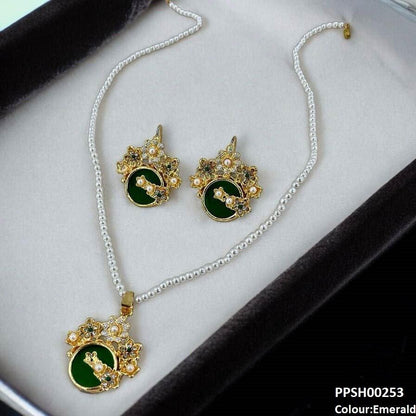 PPSH00253  MZM Flower Round  Pendant Set - PPSH