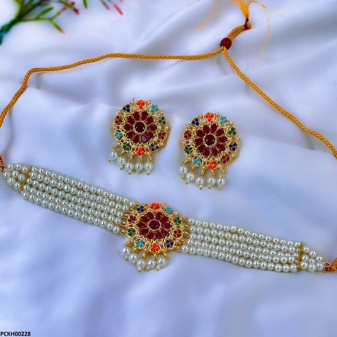 PCKH00228 MZM Multi Pearl Chokar Set - PCKH