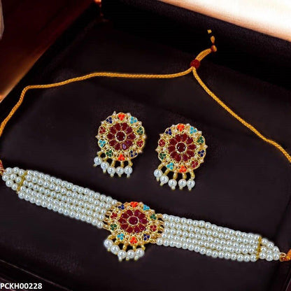 PCKH00228 MZM Multi Pearl Chokar Set - PCKH