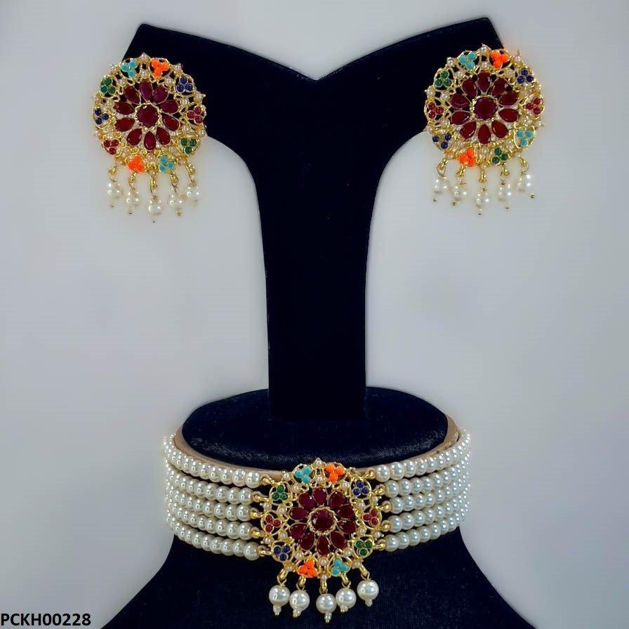 PCKH00228 MZM Multi Pearl Chokar Set - PCKH
