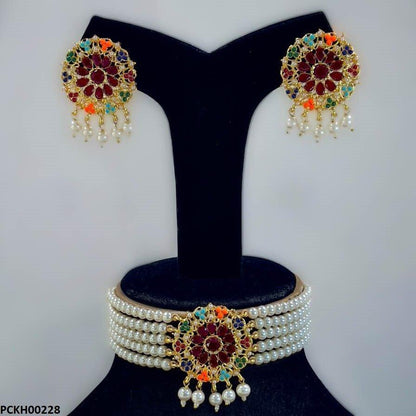 PCKH00228 MZM Multi Pearl Chokar Set - PCKH