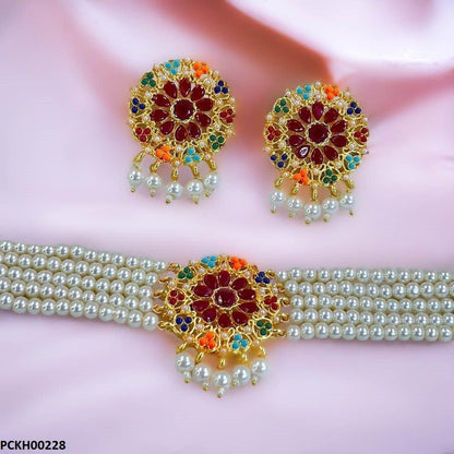PCKH00228 MZM Multi Pearl Chokar Set - PCKH
