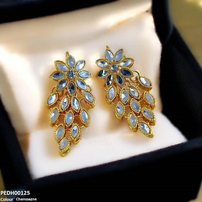 PEDH00125 FRN Tear Flower Drop Earrings Pair - PEDH