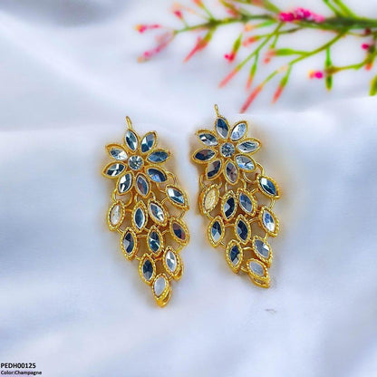 PEDH00125 FRN Tear Flower Drop Earrings Pair - PEDH