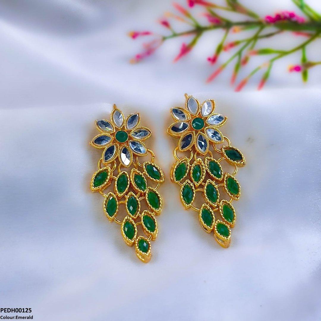 PEDH00125 FRN Tear Flower Drop Earrings Pair - PEDH