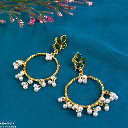 PEDH00129 FRN Tear Round Drop Earrings - PEDH