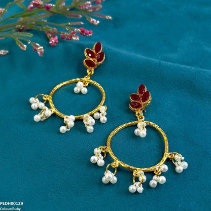 PEDH00129 FRN Tear Round Drop Earrings - PEDH