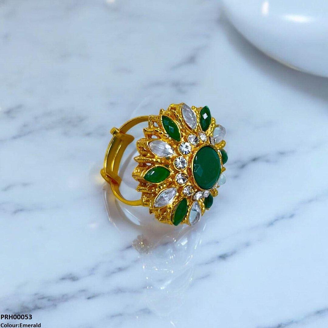 PRH00053 FRN Tear/Round Flower Ring Adjustable Ring - PRH