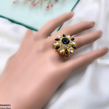 PRH00053 FRN Tear/Round Flower Ring Adjustable Ring - PRH