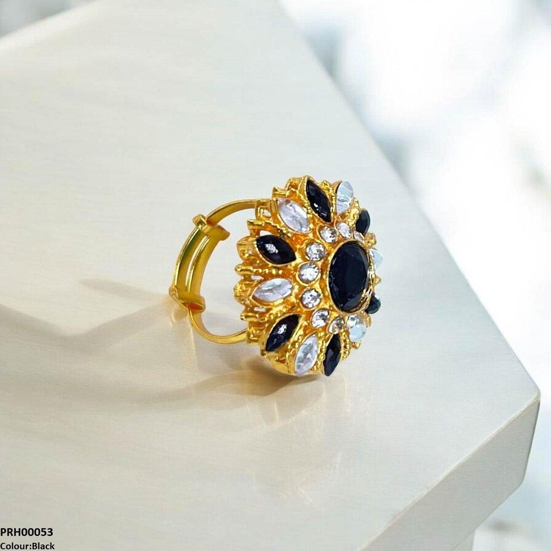 PRH00053 FRN Tear/Round Flower Ring Adjustable Ring - PRH