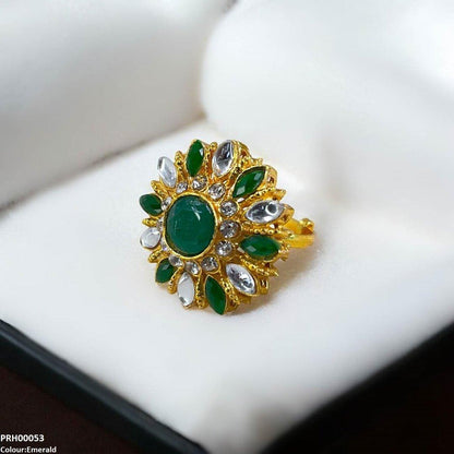 PRH00053 FRN Tear/Round Flower Ring Adjustable Ring - PRH