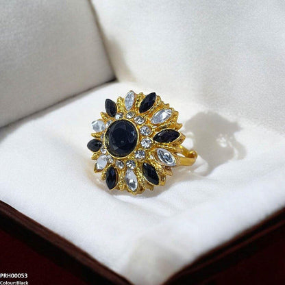 PRH00053 FRN Tear/Round Flower Ring Adjustable Ring - PRH