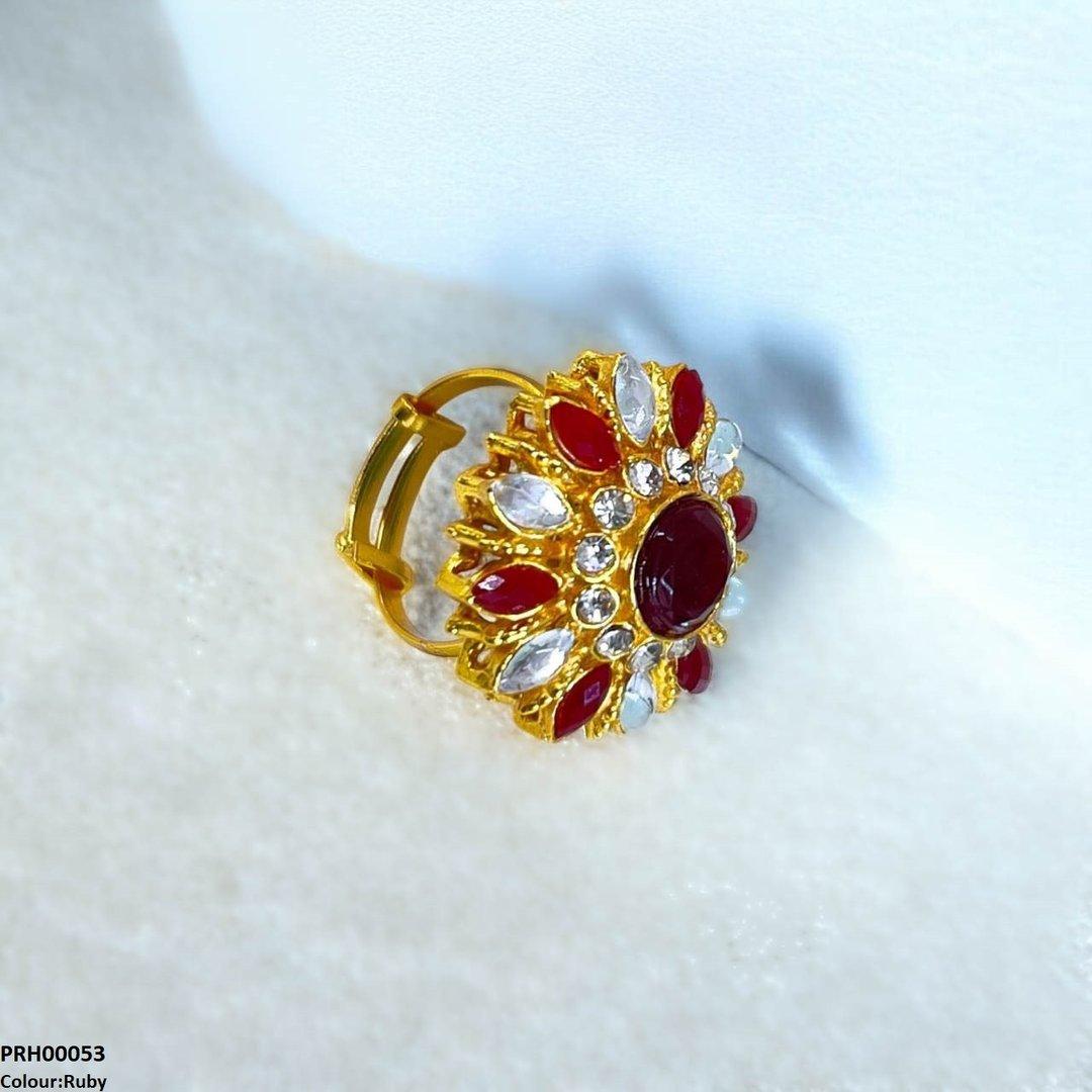 PRH00053 FRN Tear/Round Flower Ring Adjustable Ring - PRH