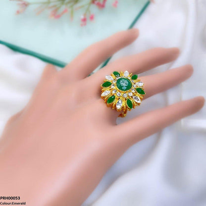 PRH00053 FRN Tear/Round Flower Ring Adjustable Ring - PRH