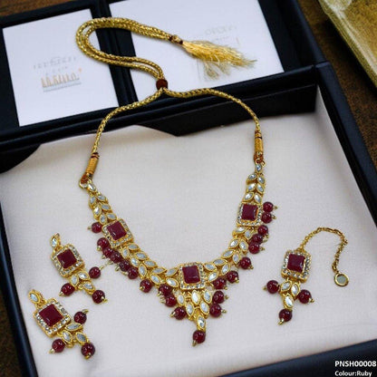 PNSH00008 FRN Rectangle/Tear Necklace Set - PNSH