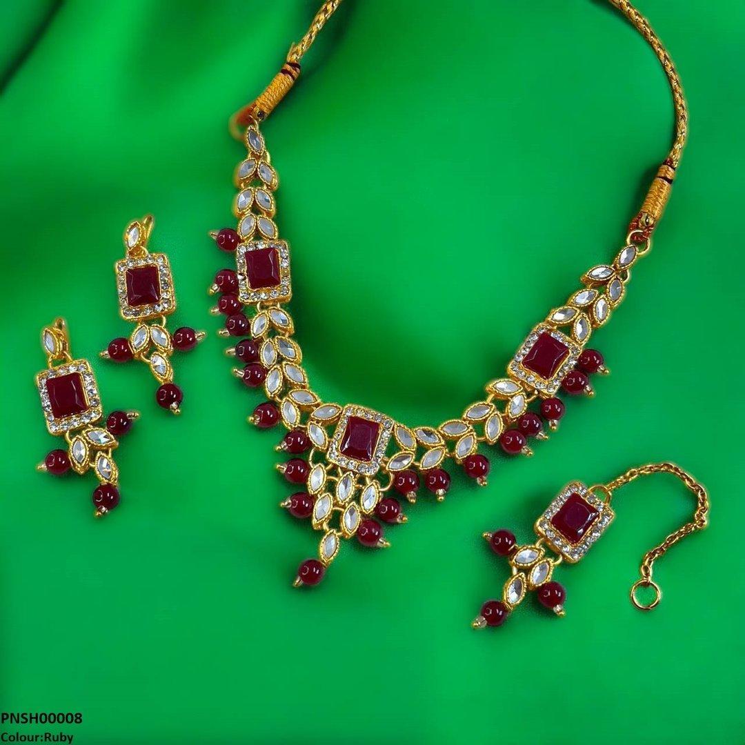 PNSH00008 FRN Rectangle/Tear Necklace Set - PNSH