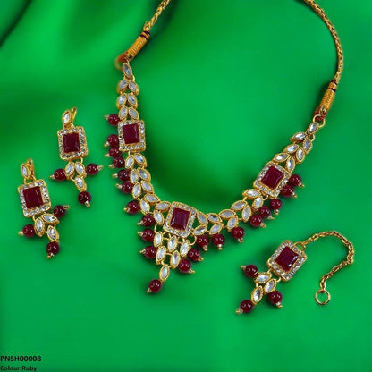 PNSH00008 FRN Rectangle/Tear Necklace Set - PNSH