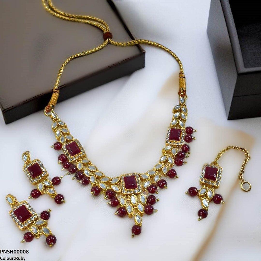 PNSH00008 FRN Rectangle/Tear Necklace Set - PNSH