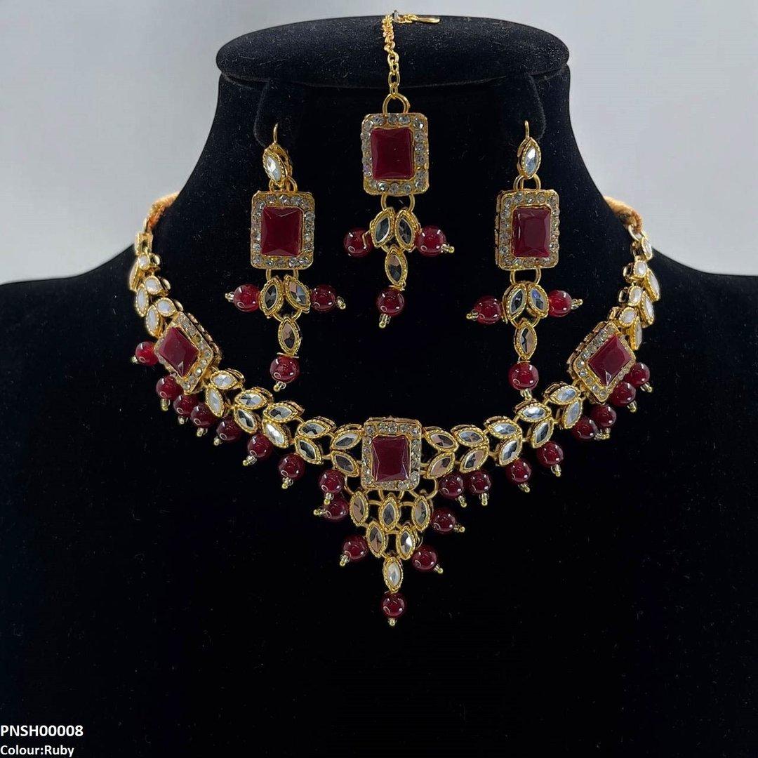 PNSH00008 FRN Rectangle/Tear Necklace Set - PNSH