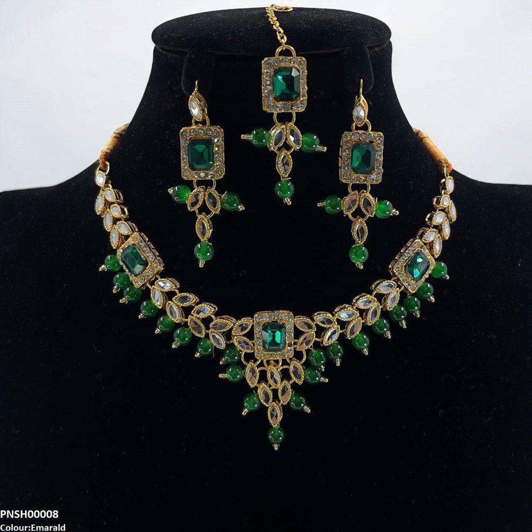 PNSH00008 FRN Rectangle/Tear Necklace Set - PNSH