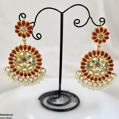 PEDH00133 FRN Moon/Star Pearl Drop Earrings - PEDH