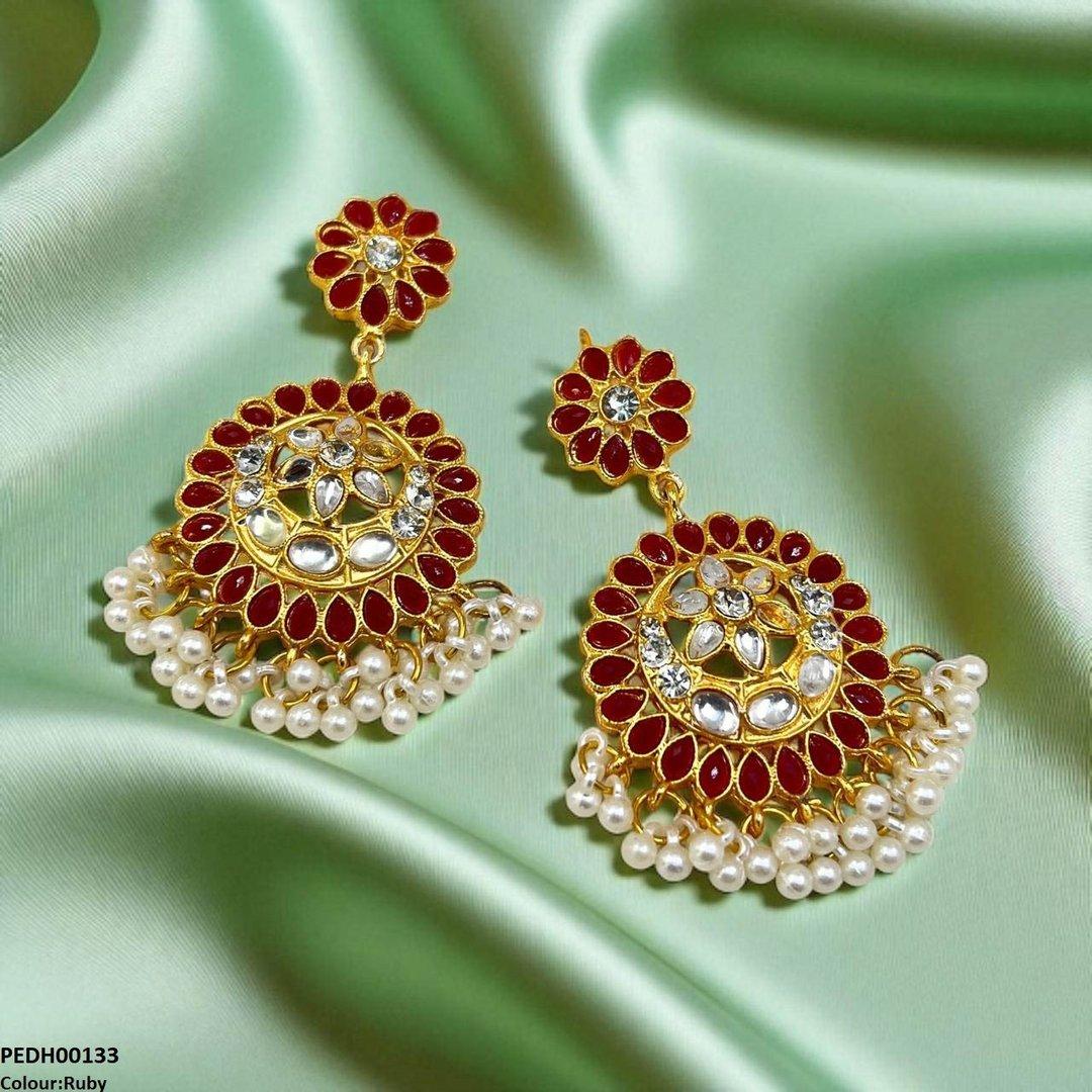 PEDH00133 FRN Moon/Star Pearl Drop Earrings - PEDH