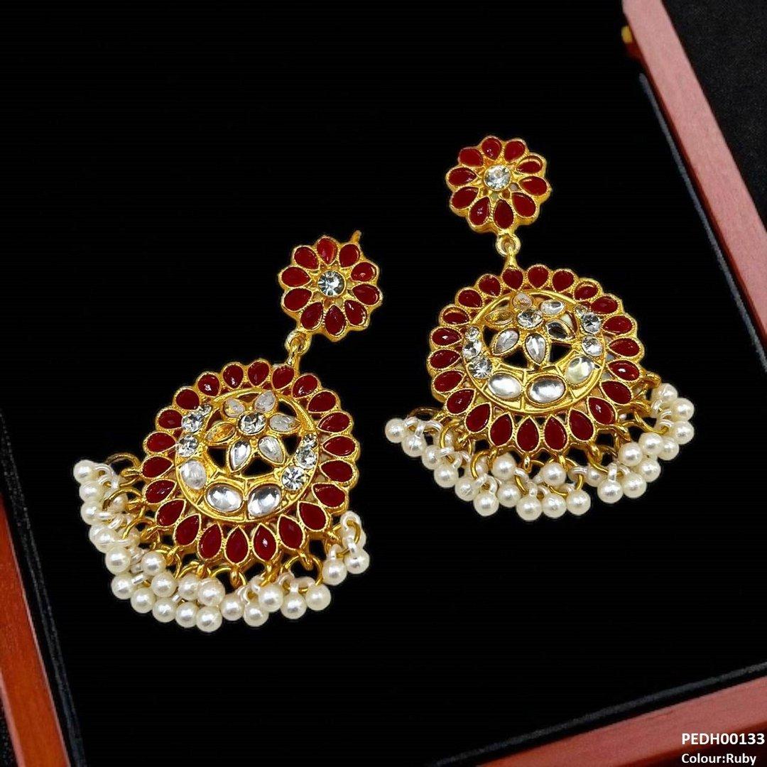 PEDH00133 FRN Moon/Star Pearl Drop Earrings - PEDH