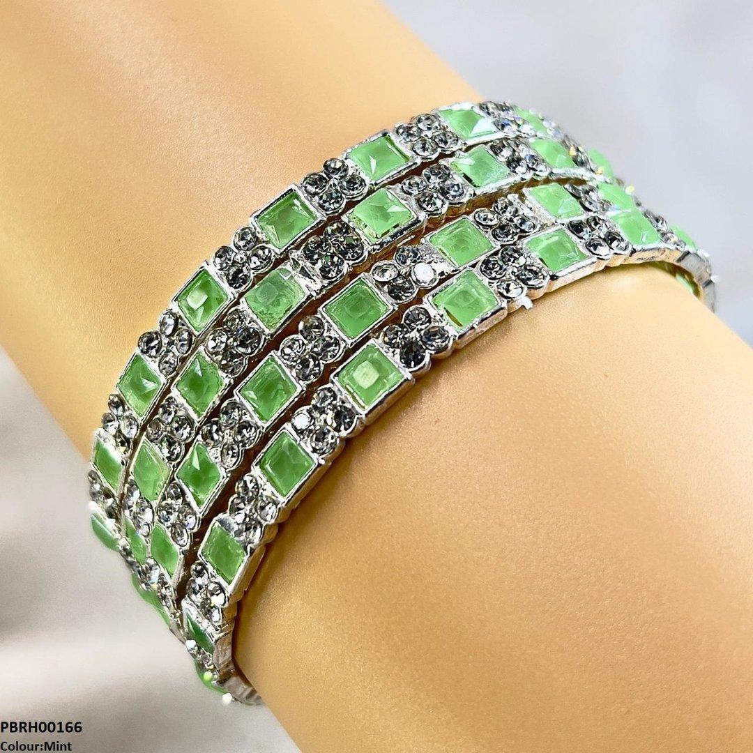 PBRH00166 SDQ Square Round Bangles 4 Pcs Set - PBRH