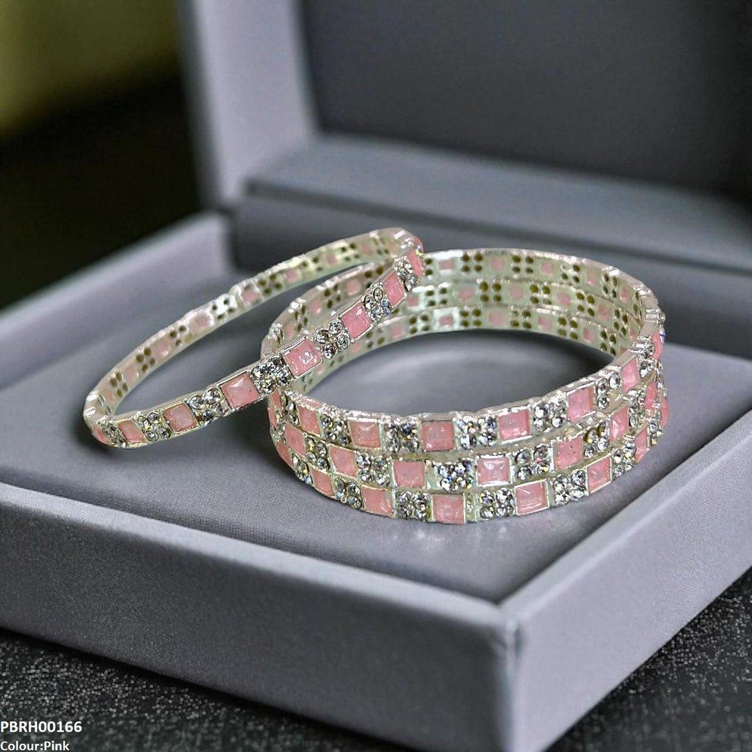 PBRH00166 SDQ Square Round Bangles 4 Pcs Set - PBRH