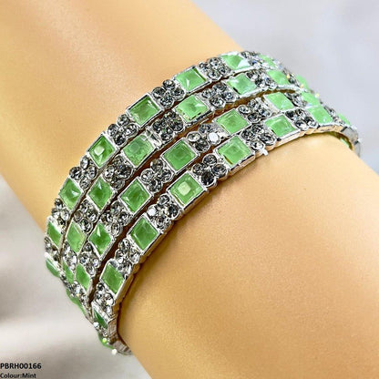 PBRH00166 SDQ Square Round Bangles 4 Pcs Set - PBRH
