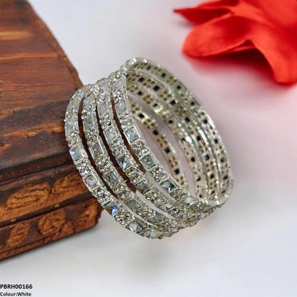 PBRH00166 SDQ Square Round Bangles 4 Pcs Set - PBRH