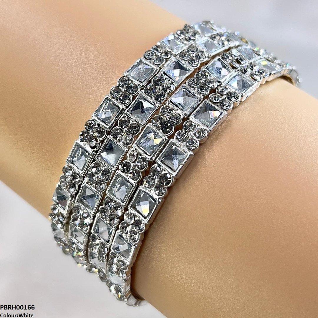 PBRH00166 SDQ Square Round Bangles 4 Pcs Set - PBRH