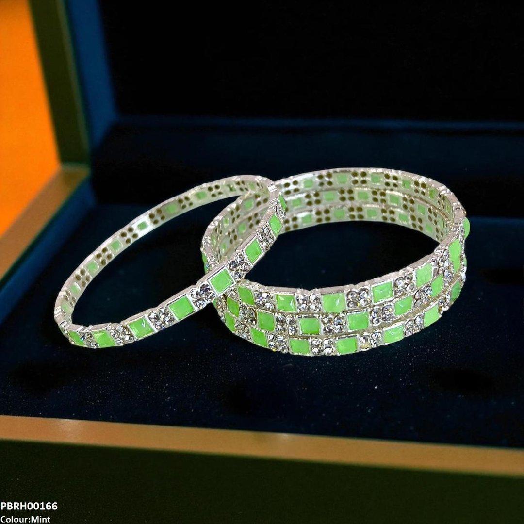 PBRH00166 SDQ Square Round Bangles 4 Pcs Set - PBRH