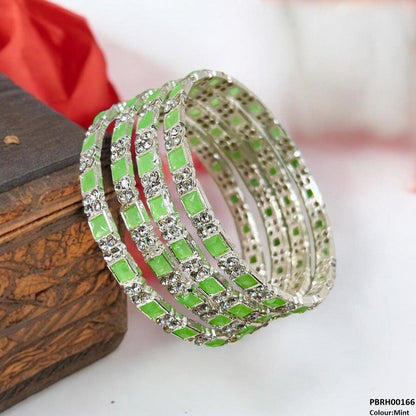 PBRH00166 SDQ Square Round Bangles 4 Pcs Set - PBRH
