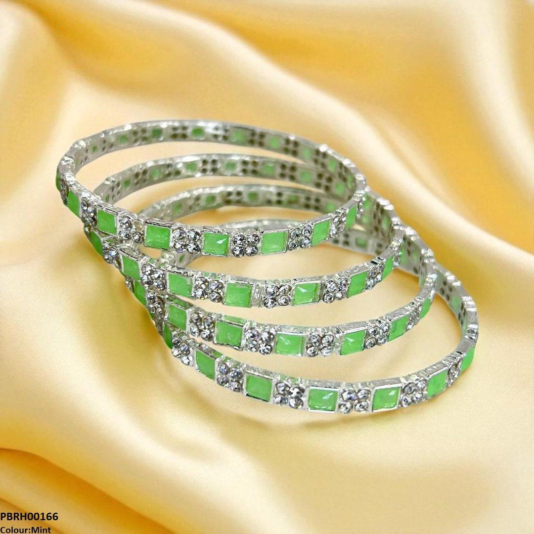 PBRH00166 SDQ Square Round Bangles 4 Pcs Set - PBRH