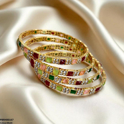 PBRH00167 SDQ Square Round Bangles 4 Pcs Set - PBRH
